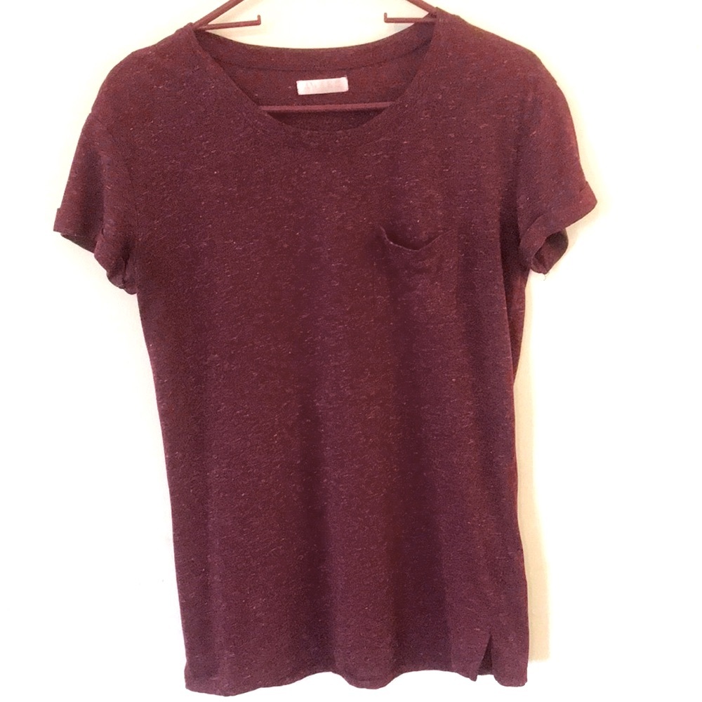 Awake Marled Maroon Pocket Tee Side Slit /Medium
